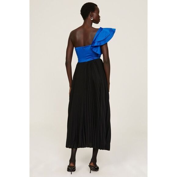 AMUR X REVOLVE women’s Cleopatra  Black & blue one shoulder Pleated cut out maxi - Picture 2 of 11